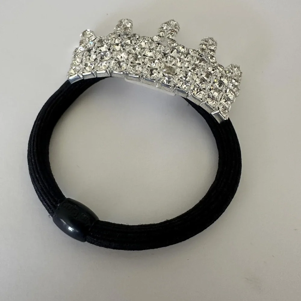 MIA Hair Tie Womens One‎ Size Silver Rhinestone Crown Elastic Ponytail Holder